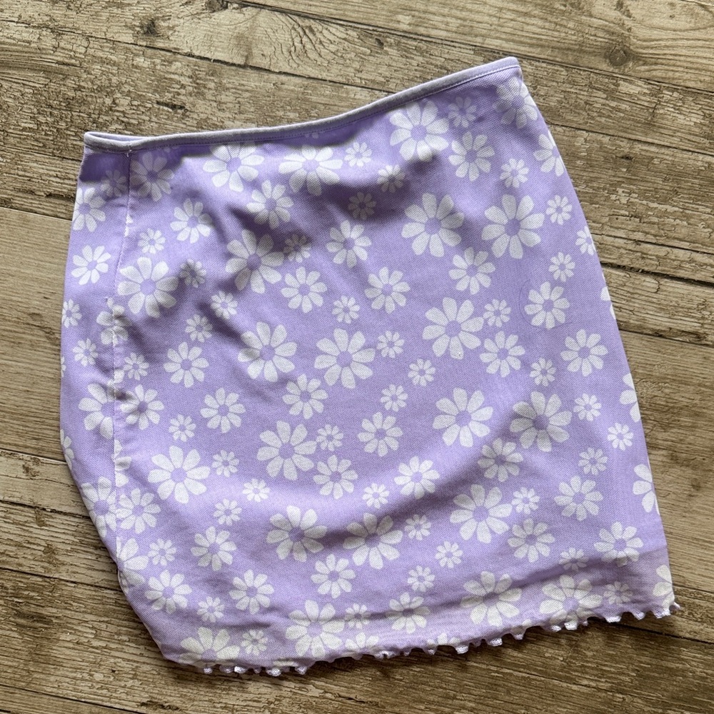 Art Class Lavender Floral Mini Skirt